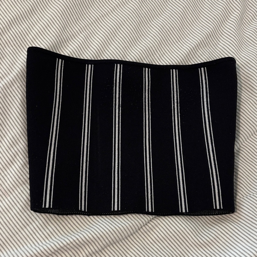 Aritzia Babaton Black and White Striped Tube Top